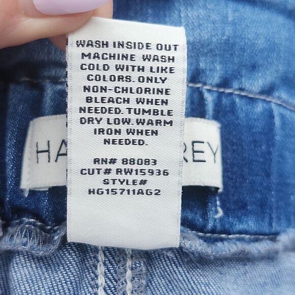 Happily Grey Ultra High Waist Paper Bag Waist Cuffed Denim Shorts, 1/25 - Picture 6 of 6